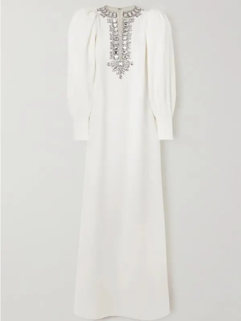 Andrew GN Ivory Crepe Gown with Rhinestones Embellished Bib